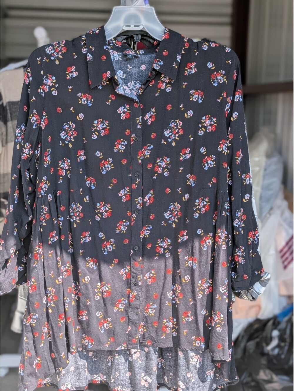 Dark floral babydoll blouse
